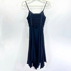 Vintage Bebe Y2K Black Witchy Fairy Midi Cocktail Dress Medium